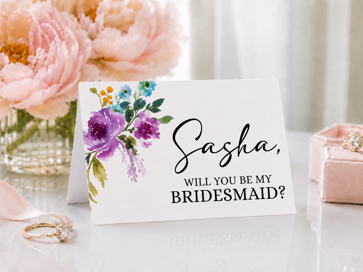 Editable Bridesmaid Proposal Folded Card Template | 3.5” x 5” Printable Canva Card | Digital Download
