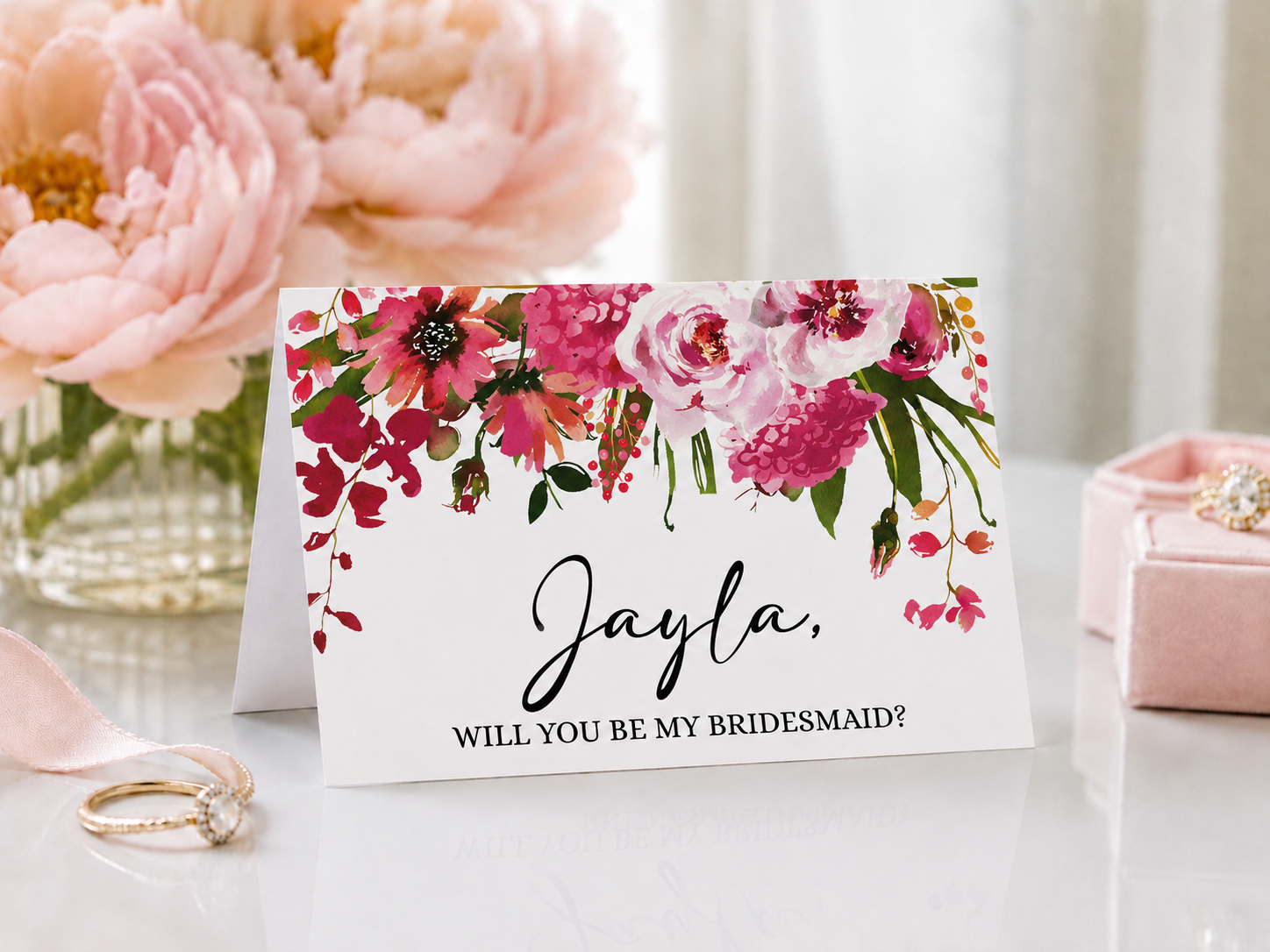Editable Bridesmaid Proposal Folded Card Template | 3.5” x 5” Printable Canva Card | Digital Download