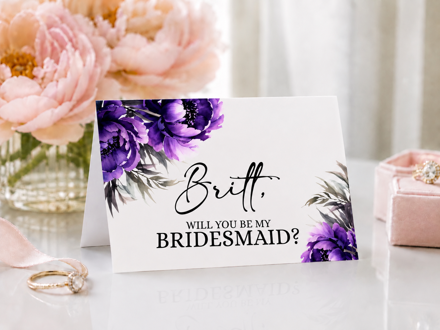 Editable Bridesmaid Proposal Folded Card Template | 3.5” x 5” Printable Canva Card | Digital Download