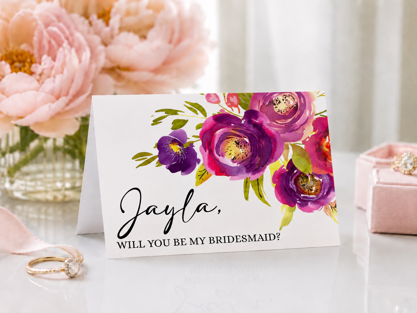 Editable Bridesmaid Proposal Folded Card Template | 3.5” x 5” Printable Canva Card | Digital Download