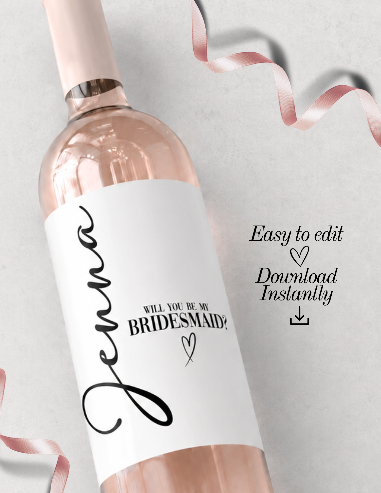 Editable Bridesmaid Proposal Wine Label Template | Printable Wine Bottle Label | Instant Download | Canva Template | Will You Be My Bridesmaid Gift